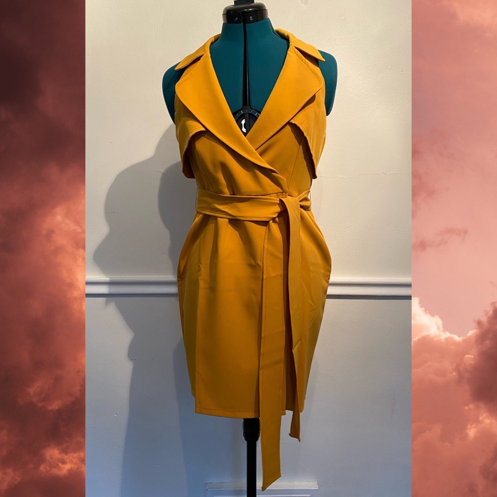 NWT ASOS mustard open back dress